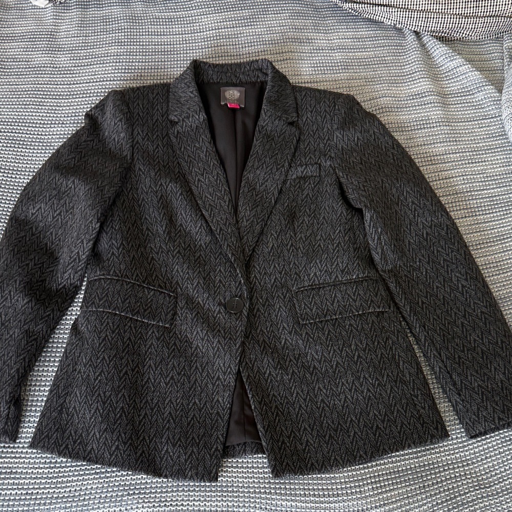 Vince Camuto Charcoal Herringbone Single-Button Blazer